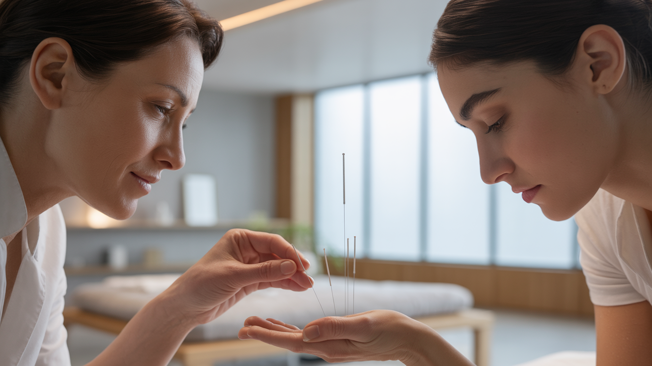 Acupuncturist building trust with patients