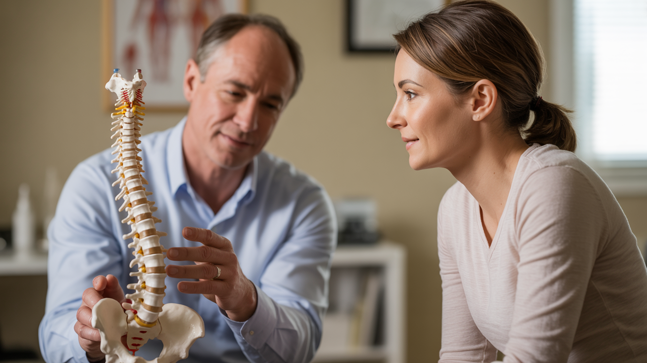 Chiropractor building trust with patient through clear communication