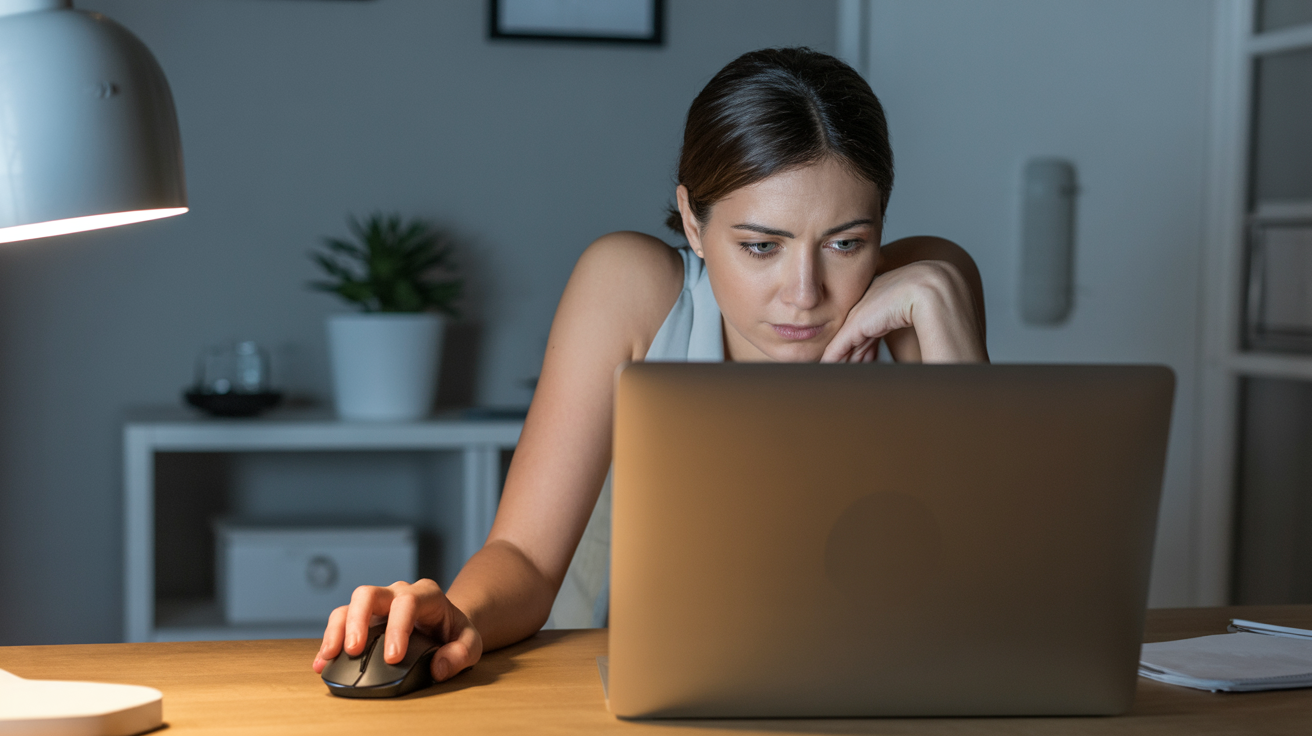 Person in pain overwhelmed by generic chiropractic websites