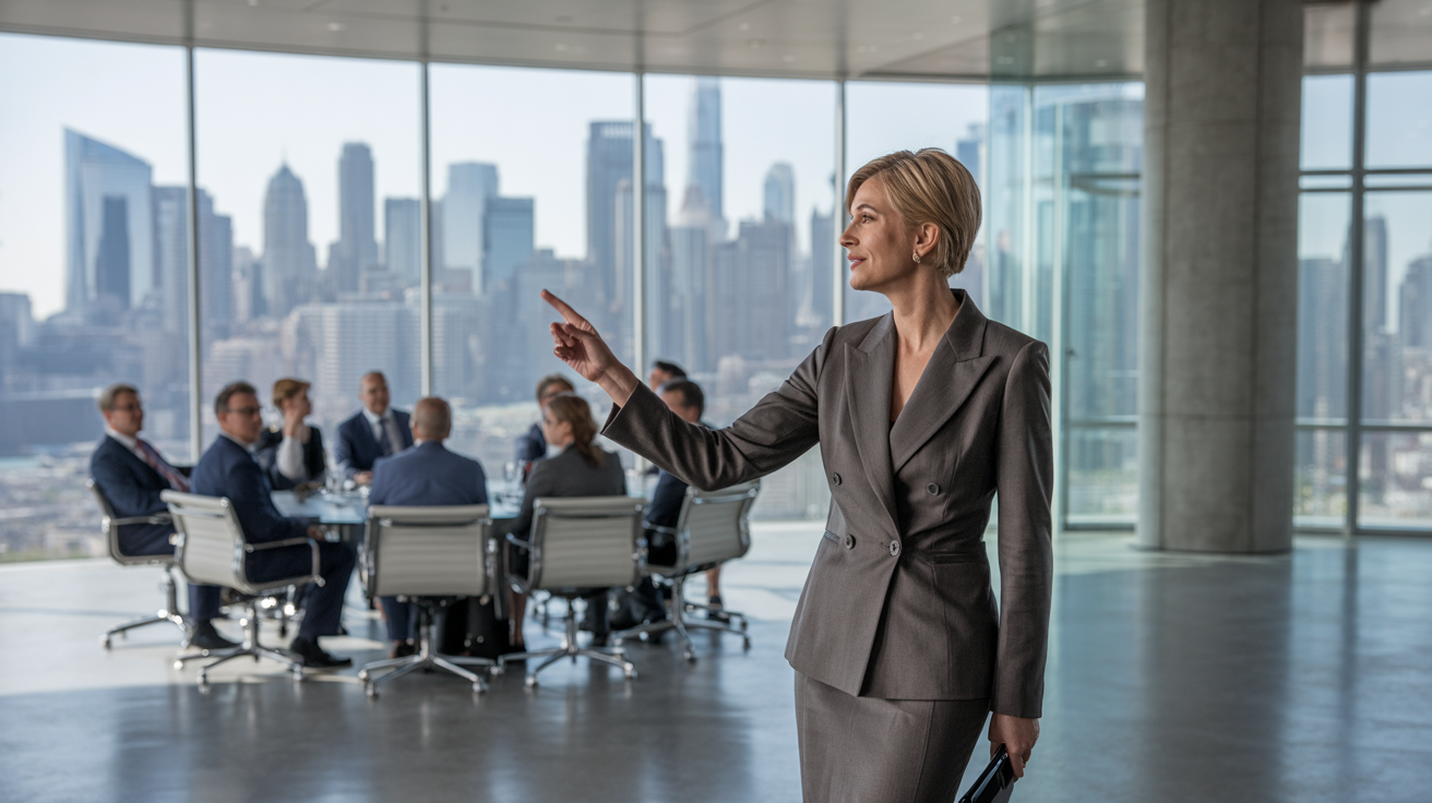 Consultant in a high-end client meeting