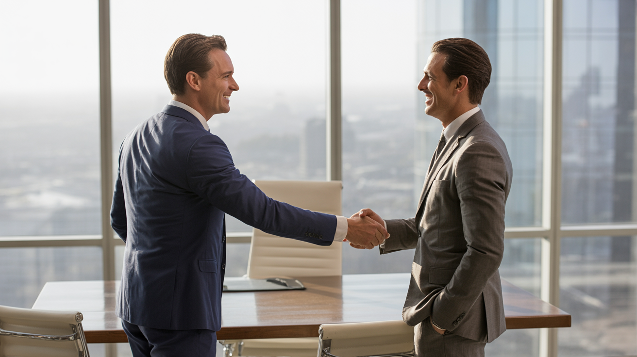 Consultant closing a high-value engagement