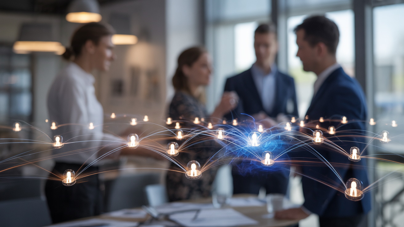 Network of connected customers sharing referrals with new leads flowing in