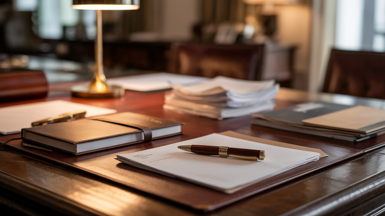 Coach researching ideal clients with notes, testimonials, and client language mapping on desk