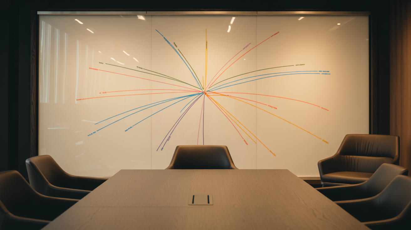 Professional services firm developing positioning strategy with ideal client profiles on whiteboard