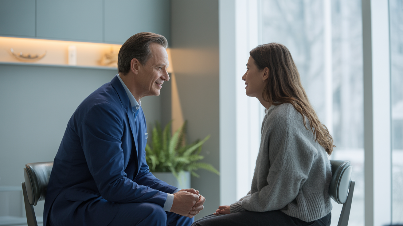 Dentist building patient trust through clear communication