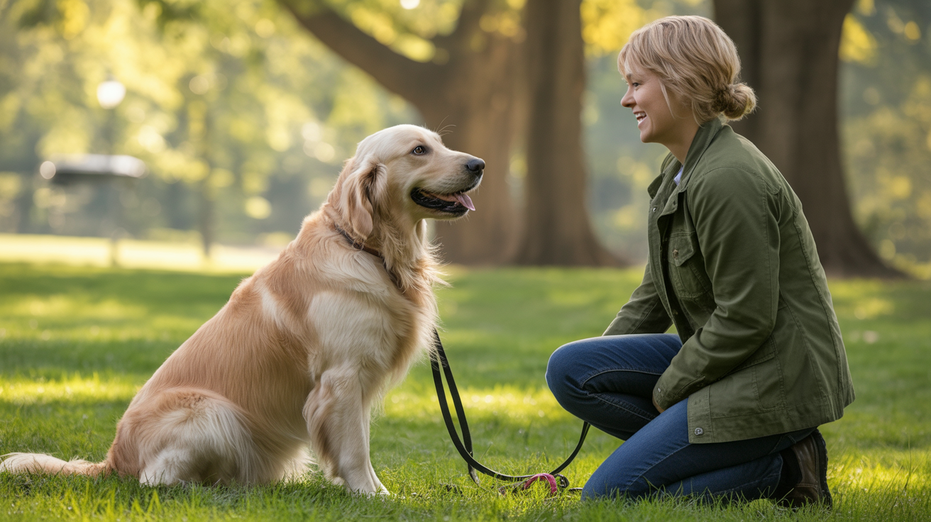 Dog trainer connecting with pet owners