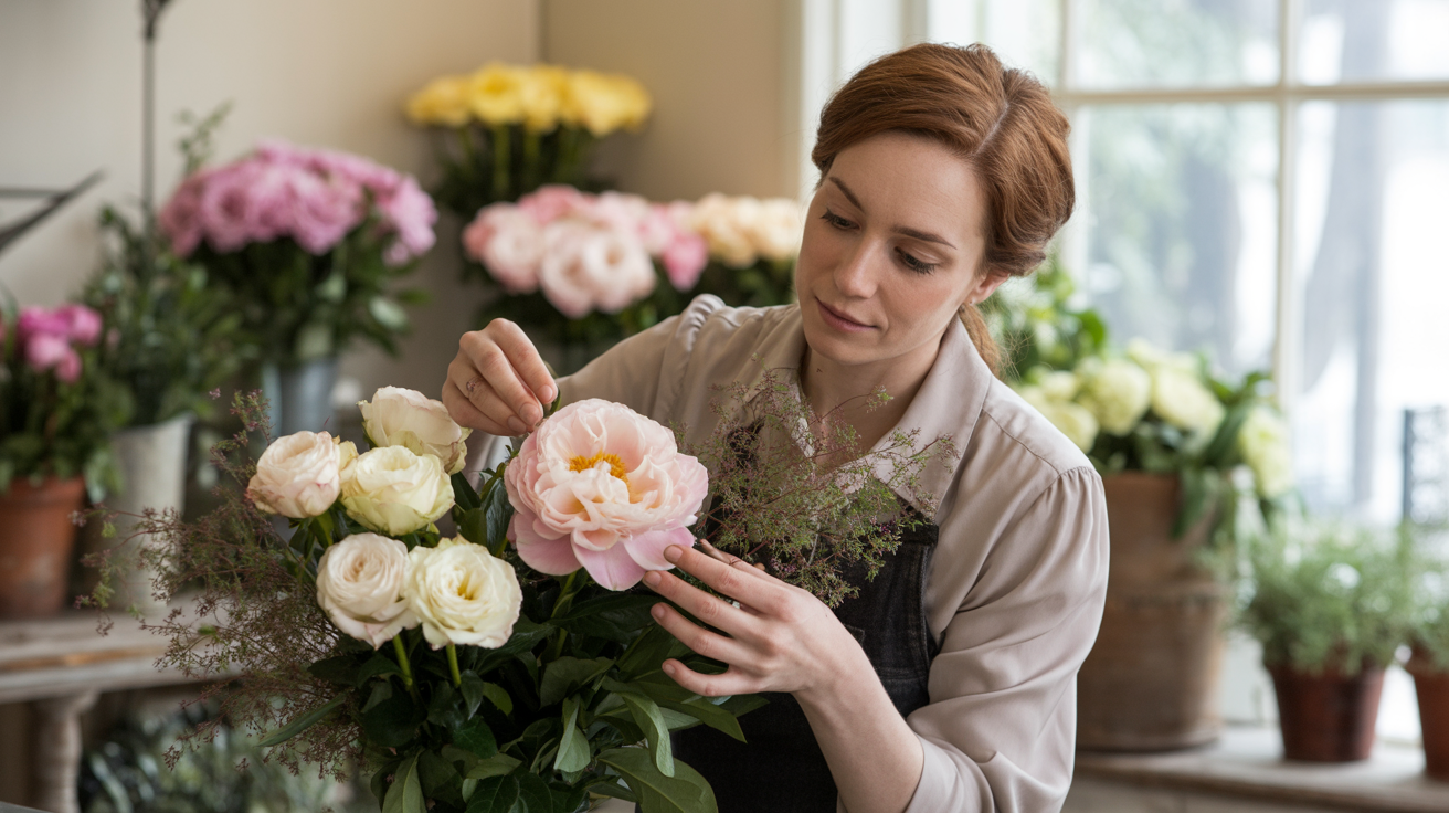 Florist connecting with customers
