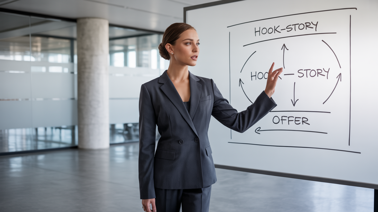 Marketer applying the Hook-Story-Offer framework