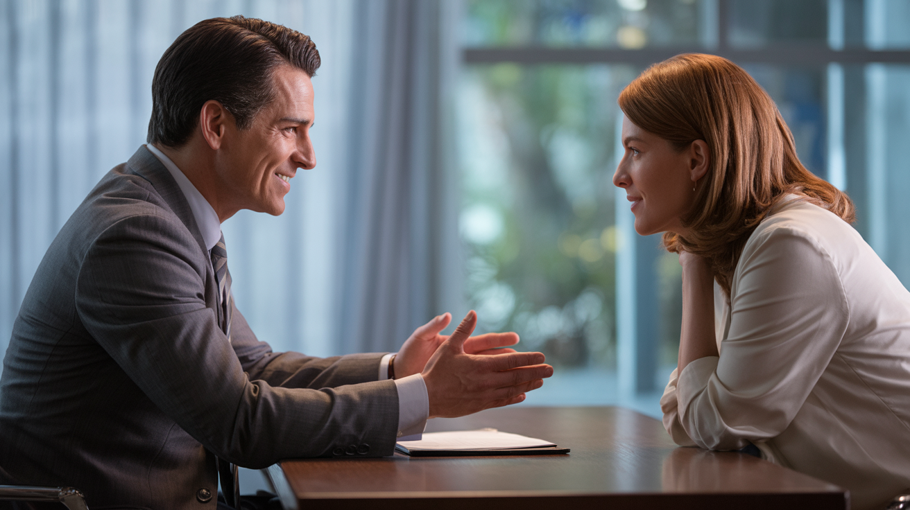 Insurance agent building trust with client through clear explanation