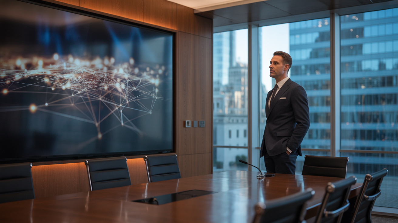 IT consultant presenting to executive stakeholders