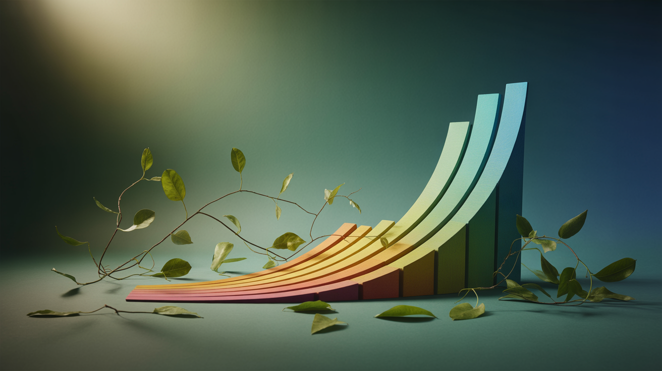 Content marketing strategy with organic traffic growth charts, SEO-driven content visualization