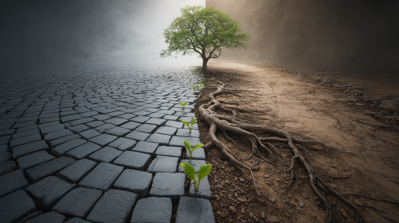 Two paths showing quick wins with immediate small results versus long-term fixes with larger delayed results, strategic choice