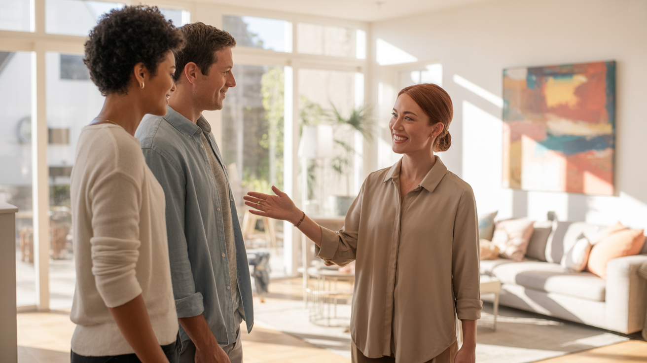 Real estate agent connecting with clients through content