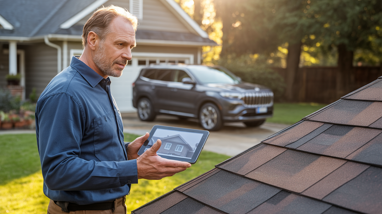 Roofer building trust with homeowner through honest consultation