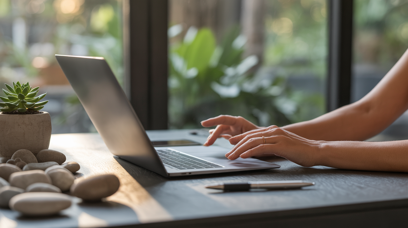 Writer balancing SEO optimization with natural engaging copy