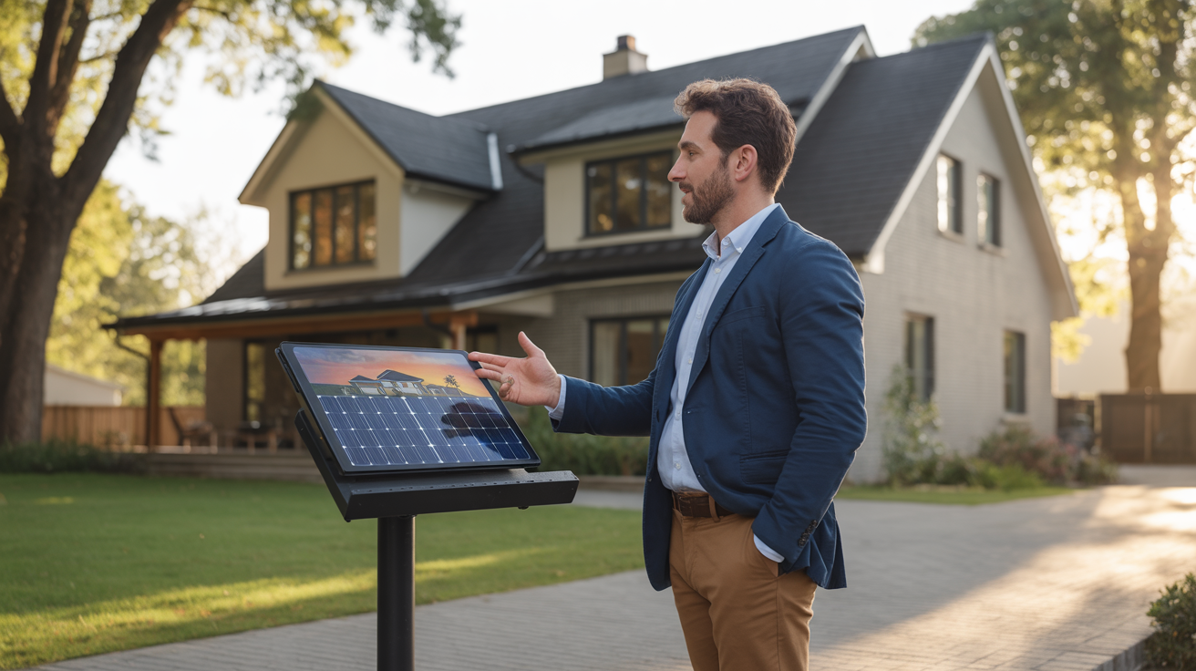 Solar installer connecting with homeowners