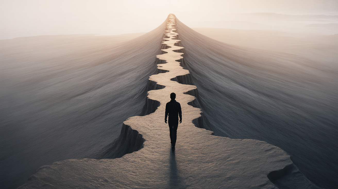 The transformation arc from before state through struggle to breakthrough