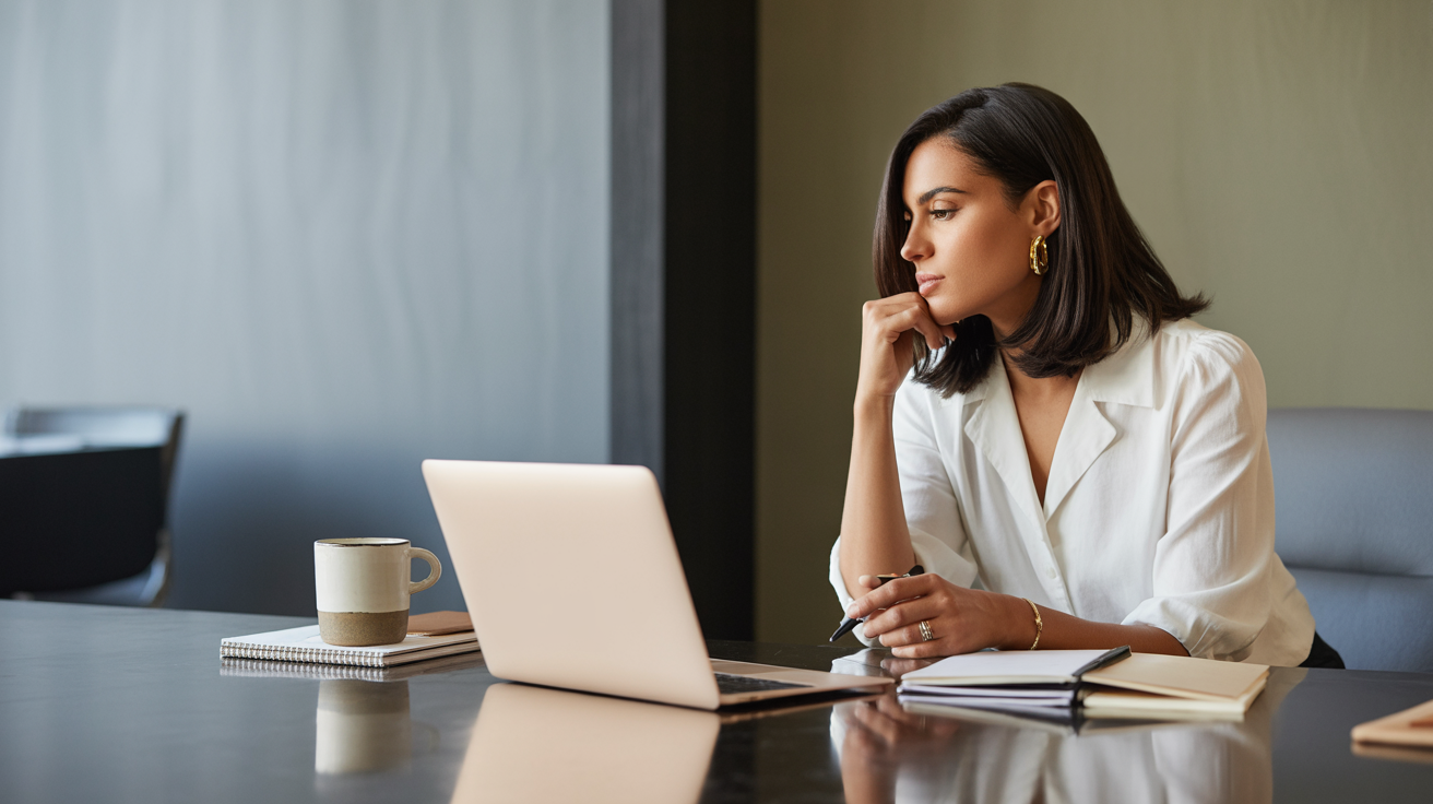 Service business owner planning blog content with templates