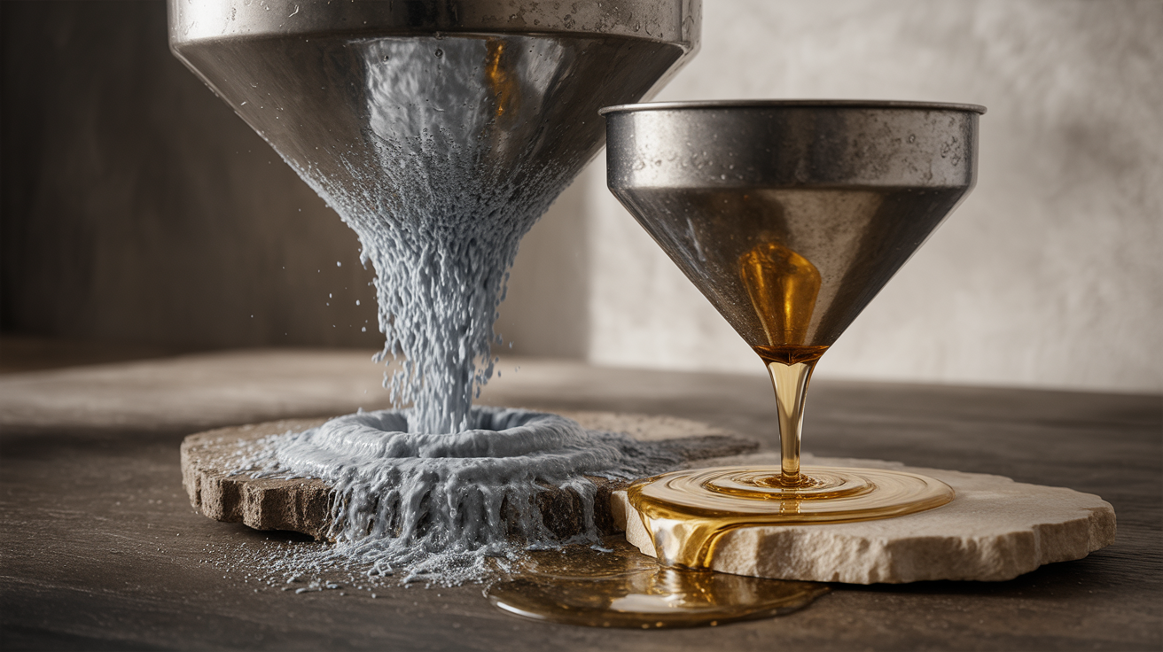 Funnel showing large traffic at top but tiny trickle converting, versus smaller traffic with much higher conversion rate