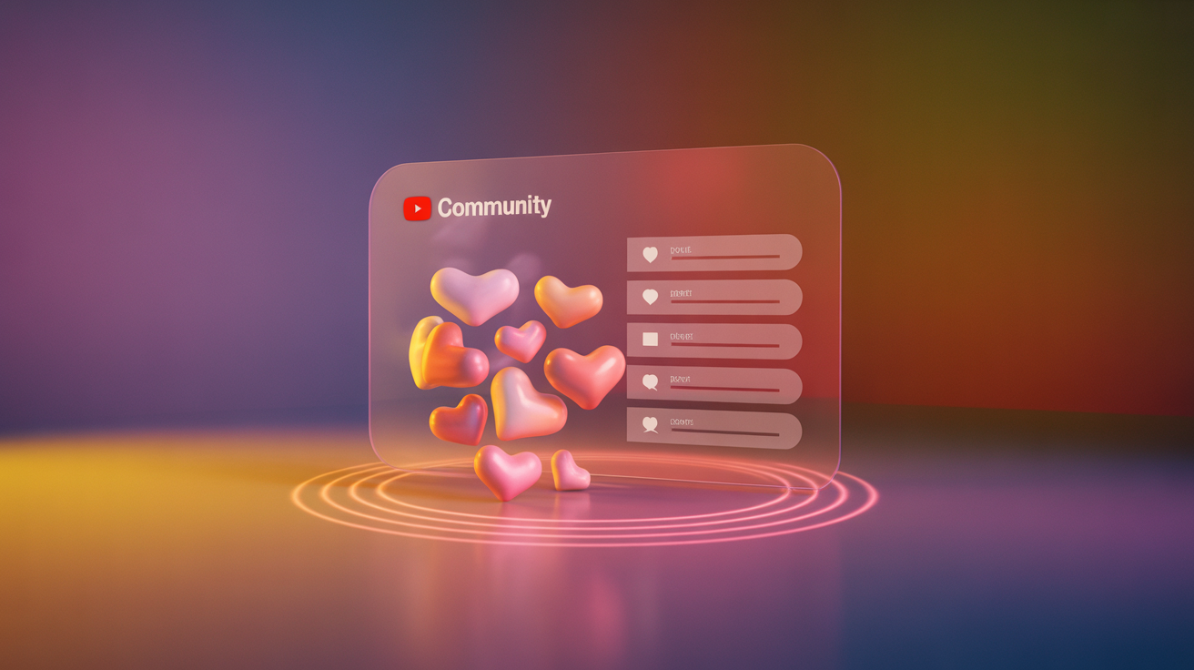 YouTube Community tab with engaging post showing high likes comments and poll participation